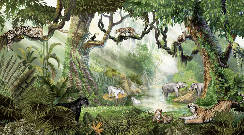 Papier peint enfant jungle secrète - Muralconcept