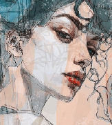 Papier peint visage féminin blue rose, XXL, tendance