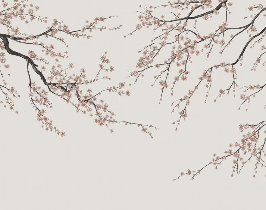Papier peint panoramique Sakura beige, XXL, tendance