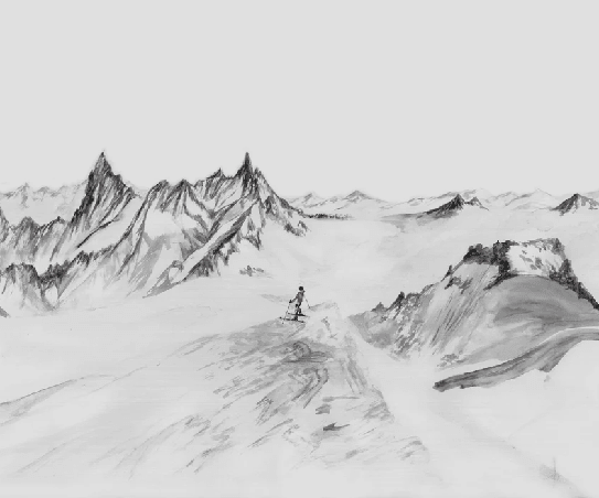 Papier peint panoramique Aiguilles du midi - Vallée blanche - Muralconcept