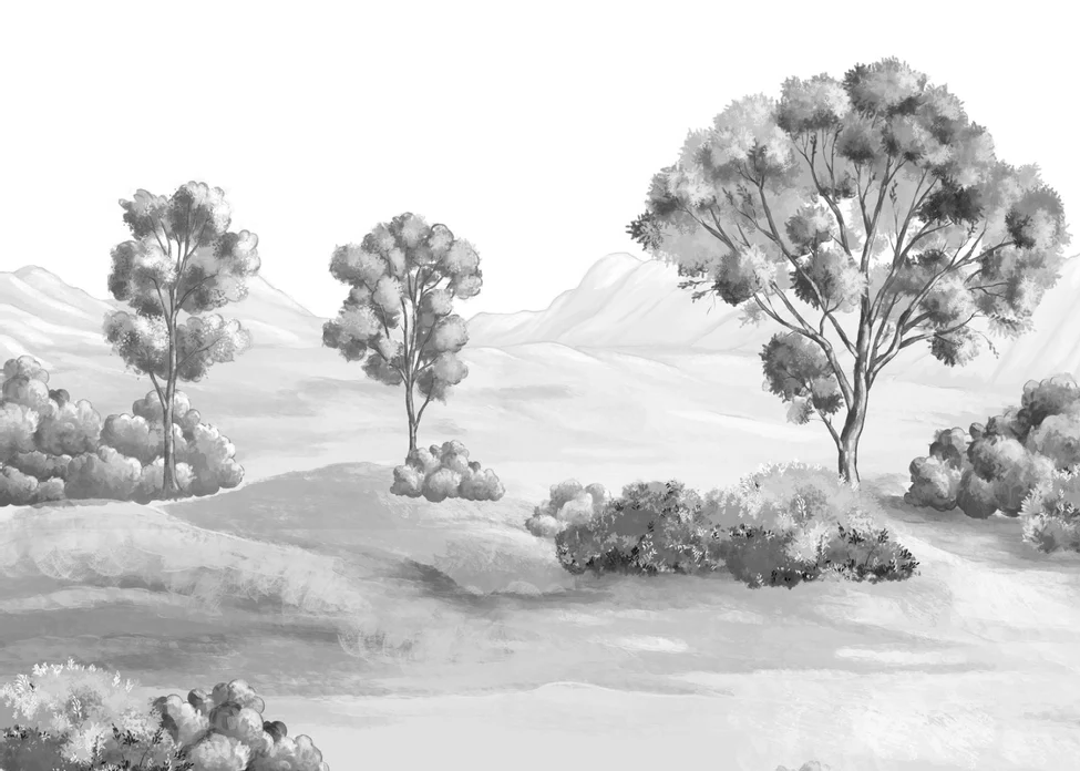 Poetic black and white landscape wallpaper