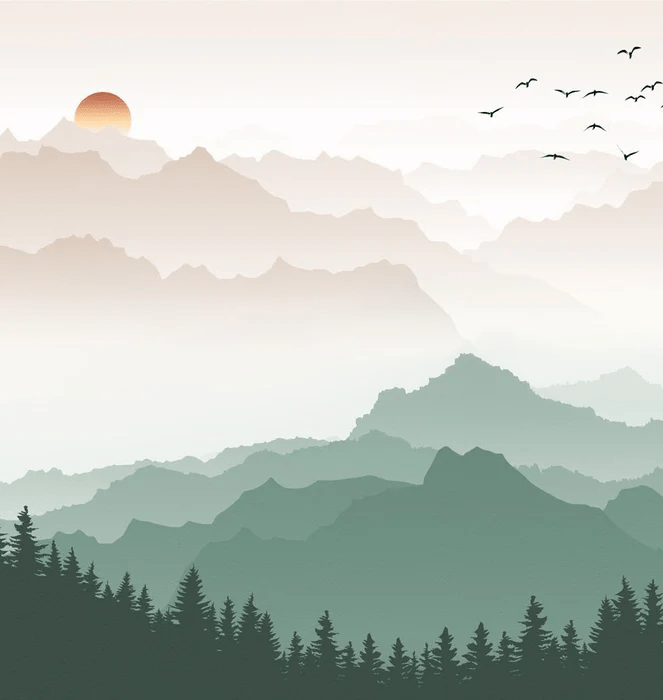 Terracotta mist mountain wallpaper