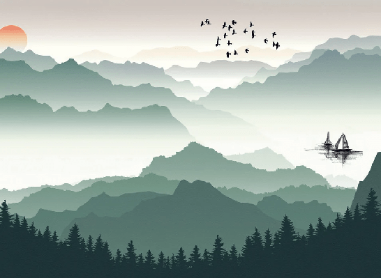 Mountain and sailing on the lake wallpaper