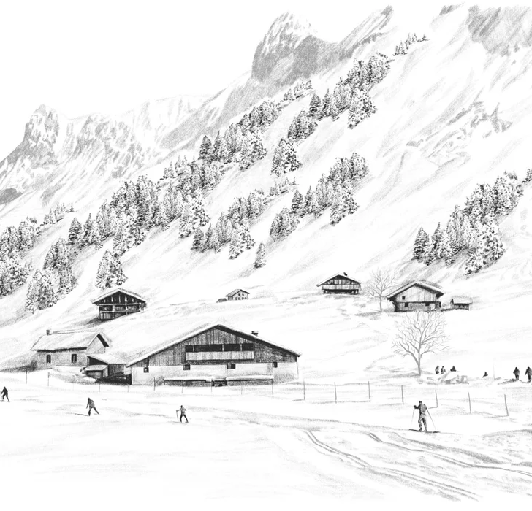 Papier peint Clusaz ski fond montagne Confins - Muralconcept