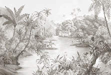 Picturesque jungle panoramic wallpaper