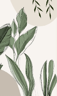 Taupe graphic plant panoramic wallpaper