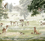 Children's wallpaper featuring animals and pets
