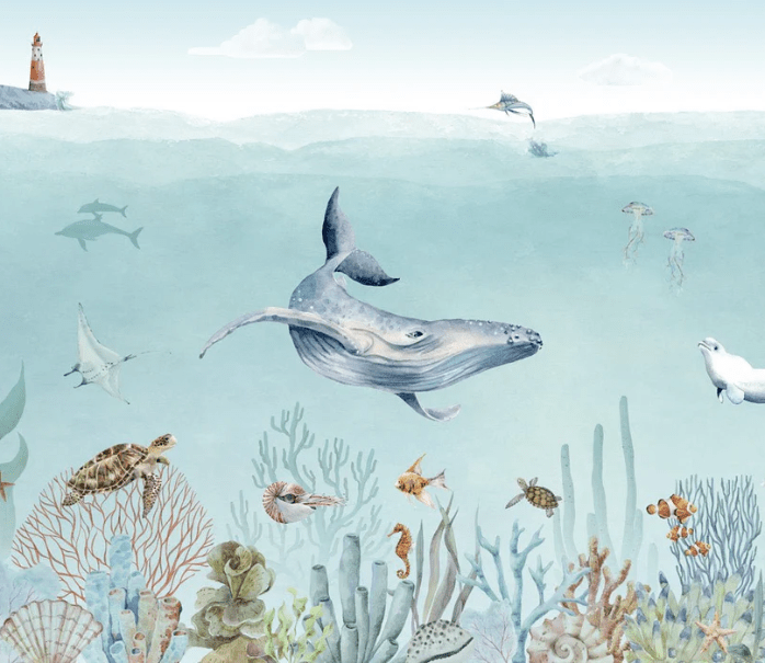 Panoramic marine life wallpaper