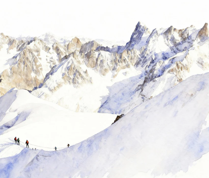 Papier peint alpinisme la cordée - Vallée blanche