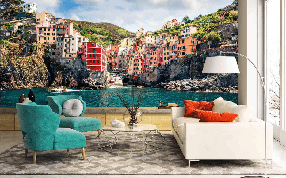 Cinque Terre trompe l'oeil panoramic wallpaper