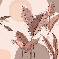 Graphic plant panoramic wallpaper