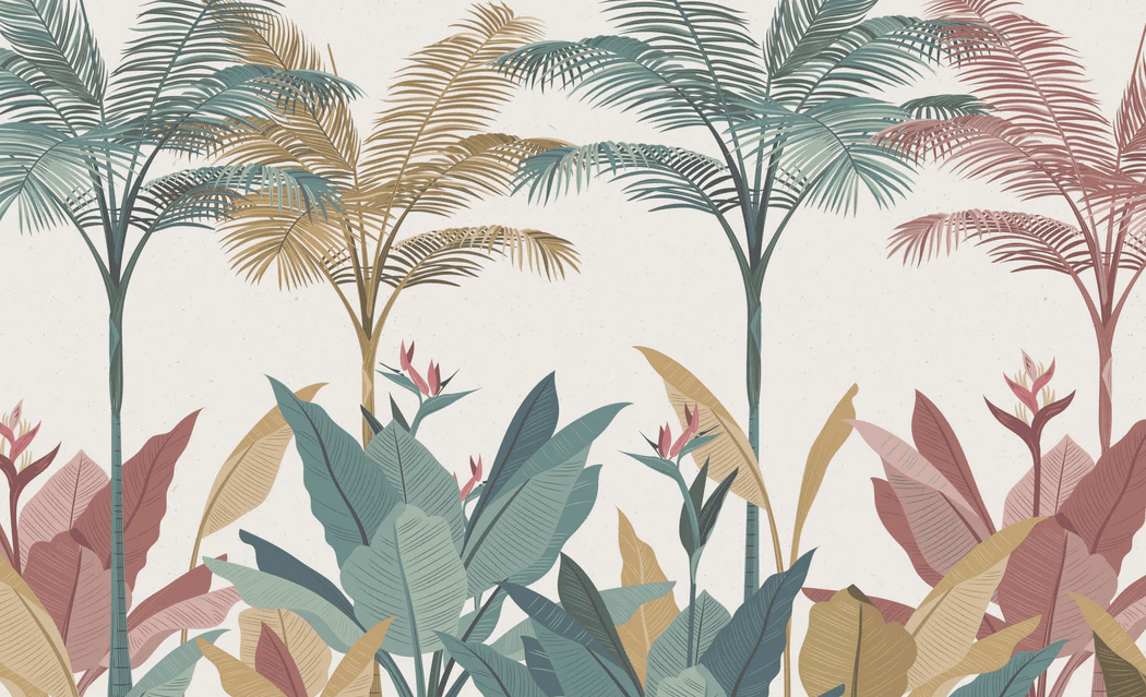 Colorful jungle panoramic wallpaper