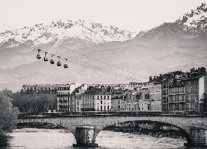 Grenoble Bastille black and white wallpaper