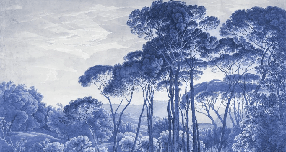 Blue Italian historical landscape wallpaper