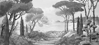 Papier peint balade dans les calanques noir et blanc - Muralconcept