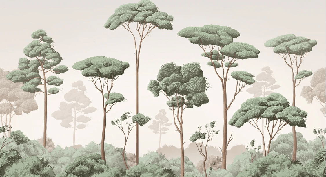 Papier peint brise légère pinède - Muralconcept