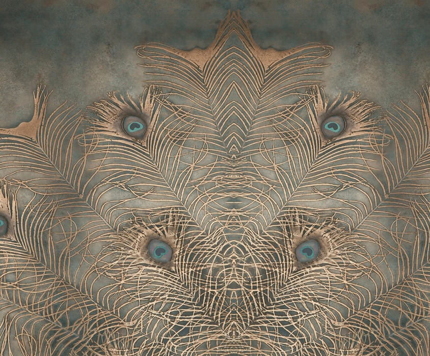 Papier Peint Majestueuse Plume Paon - Muralconcept