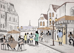 Paris café terrace bistro wallpaper