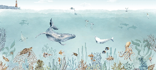 Panoramic marine life wallpaper