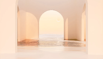Panoramic wallpaper design sunset arch