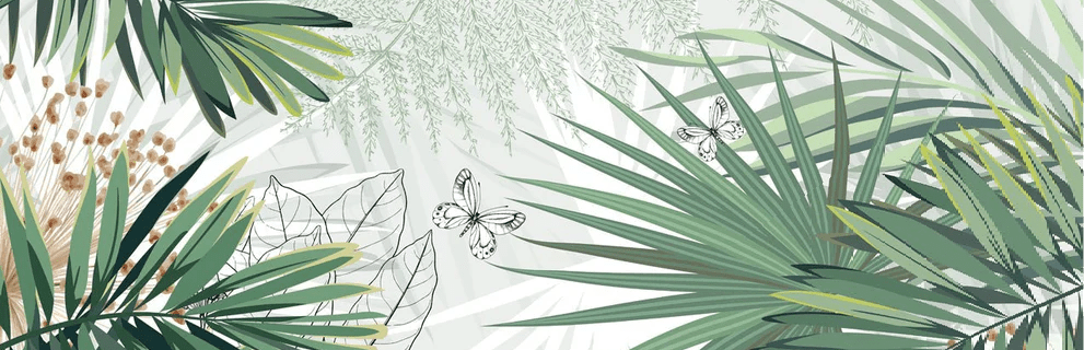 Green palm nature panoramic wallpaper