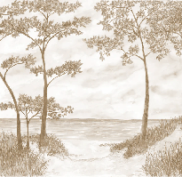 Maritime Pines and Dunes Wallpaper - Sepia