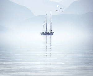 Papier peint lac Annecy navigation - Muralconcept