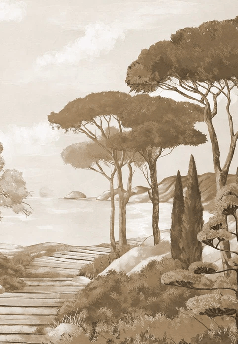 Papier peint balade dans les calanques monochrome - Muralconcept