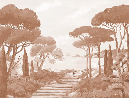 Papier peint balade dans les calanques terracotta