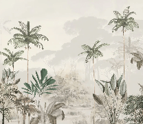 Green jungle eden panoramic wallpaper