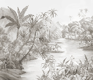 Picturesque jungle panoramic wallpaper