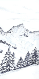 Watercolor wallpaper of an Alpine dream