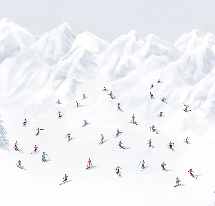 Colorful mountain skiers wallpaper