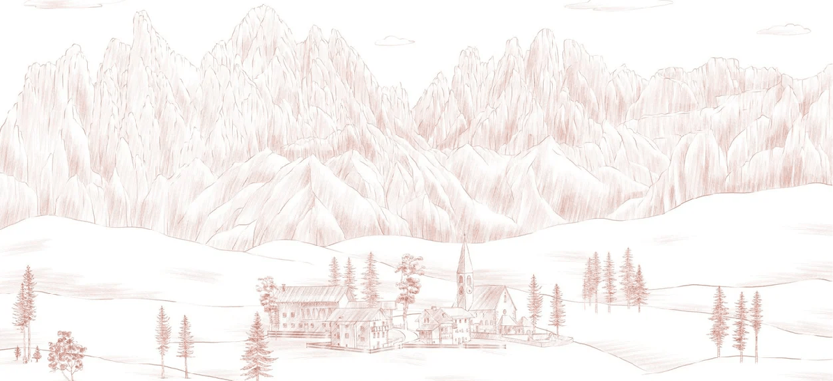 Italian landscape wallpaper Dolomites terracotta