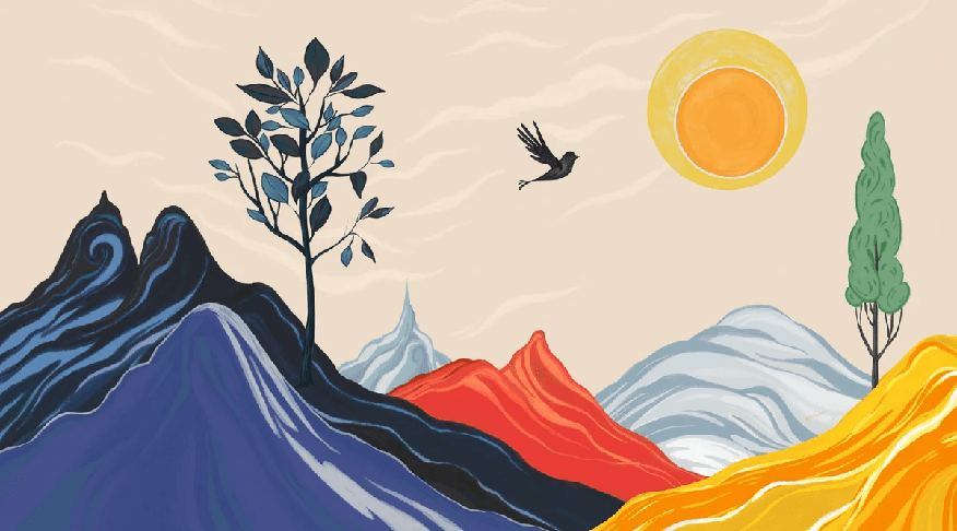 Zen color panoramic wallpaper