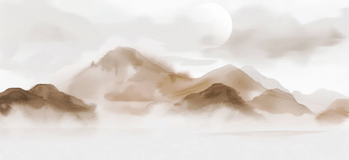 Wallpaper with misty mountains – Sepia glow