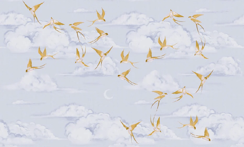 Poetic cloud wallpaper with gold bird