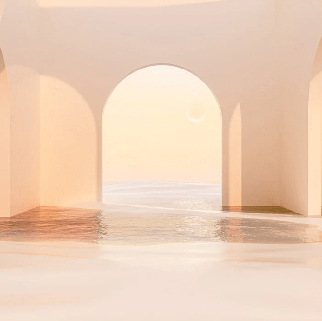 Panoramic wallpaper design sunset arch