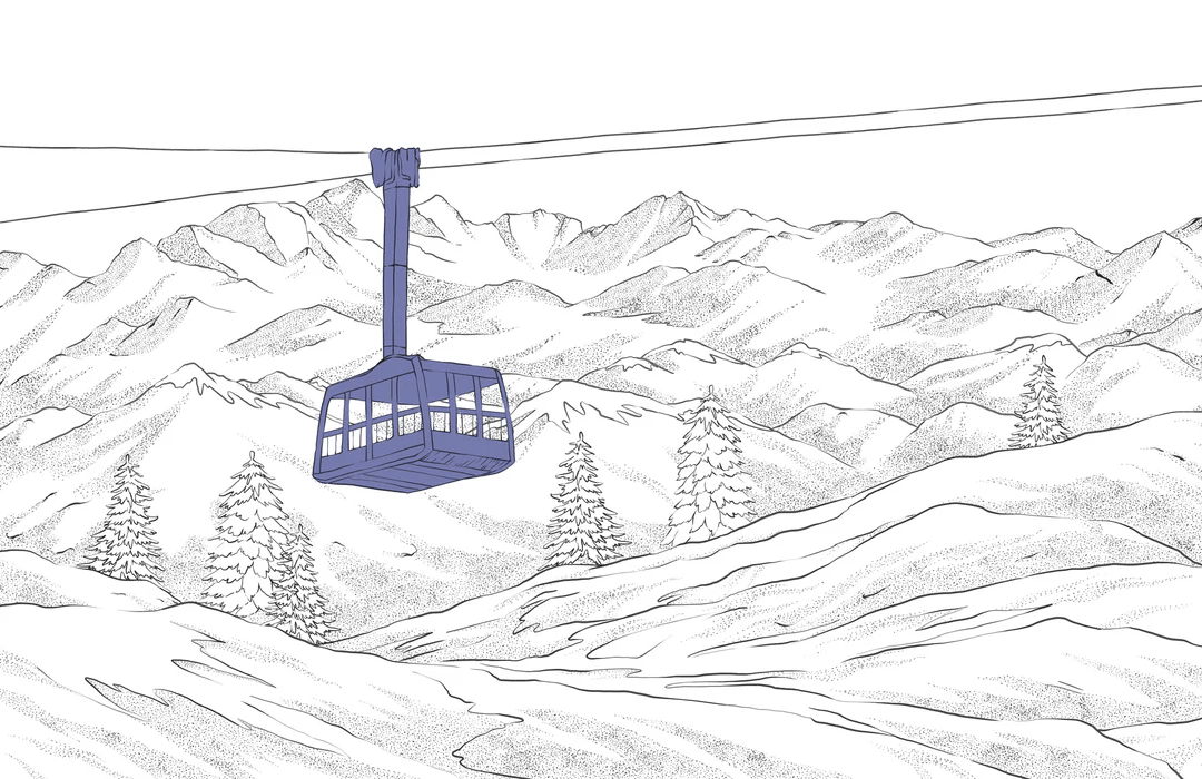 La Plagne blue gondola lift wallpaper