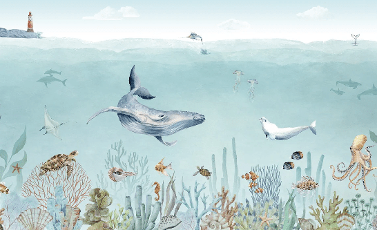 Panoramic marine life wallpaper