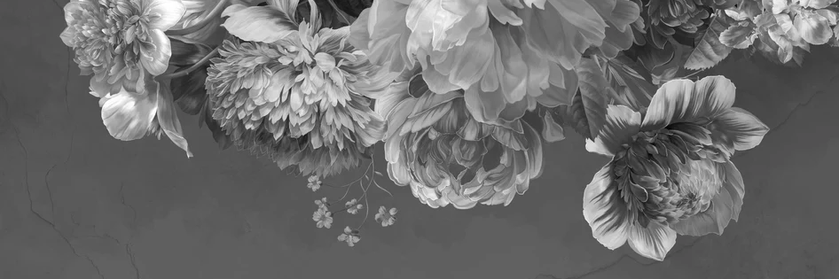 Papier peint bistrot pivoine noir et blanc - Muralconcept