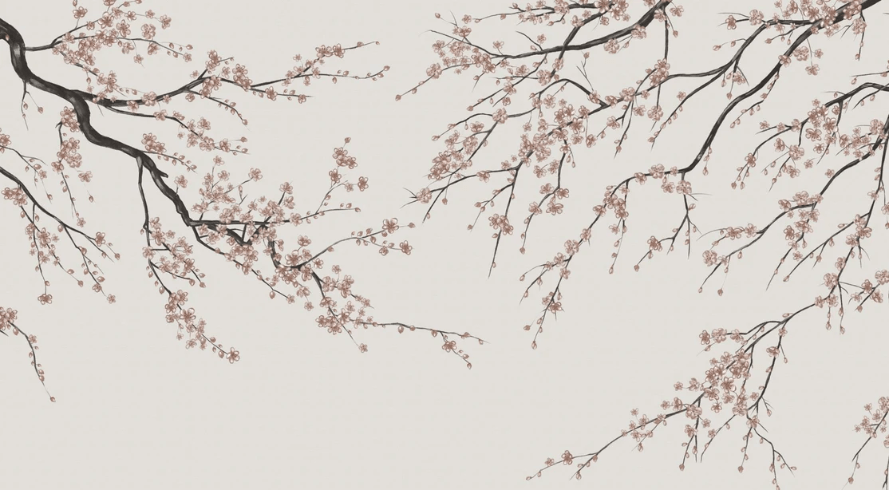 Sakura beige panoramic wallpaper