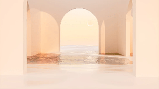 Panoramic wallpaper design sunset arch