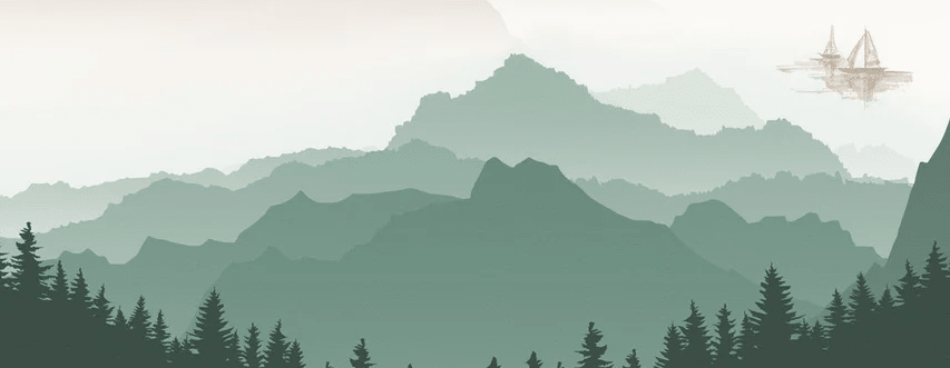 Papier peint montagne dans brume terracotta - Muralconcept