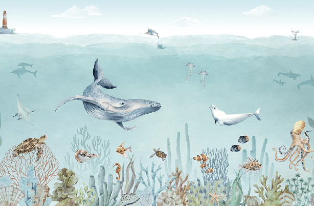 Panoramic marine life wallpaper