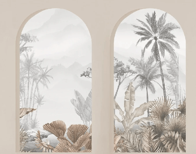 Papier peint arches tropicales sépia, XXL, tendance
