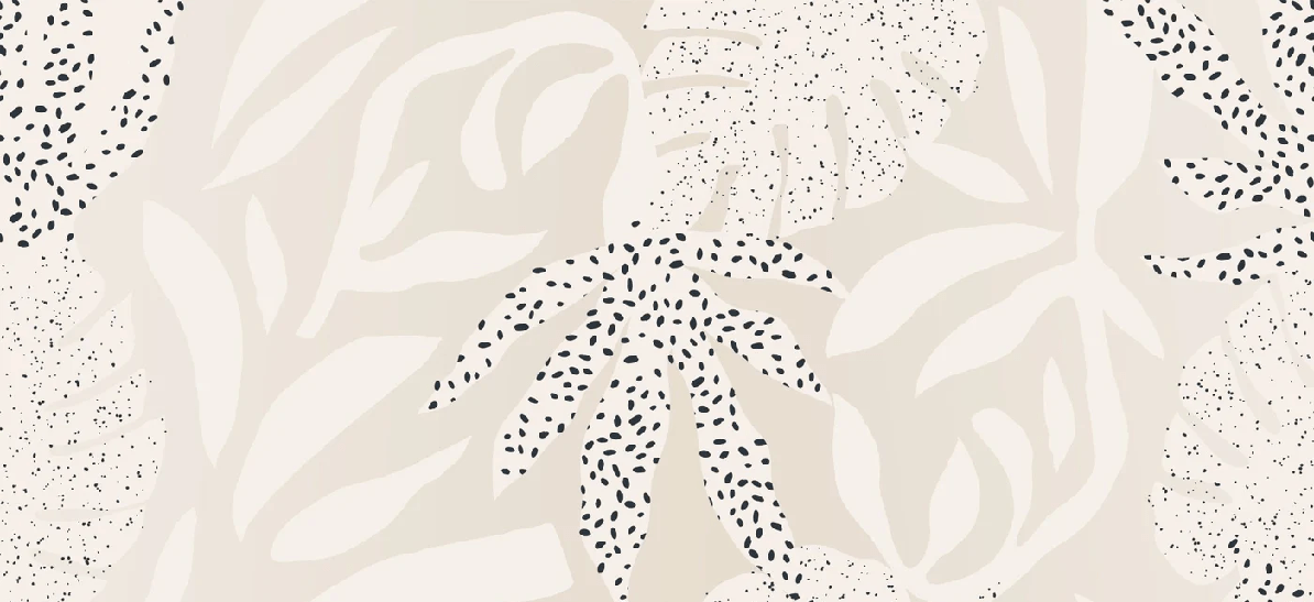 Panoramic wallpaper with a soft botanical theme