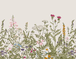 Romantic folk botanical flower wallpaper