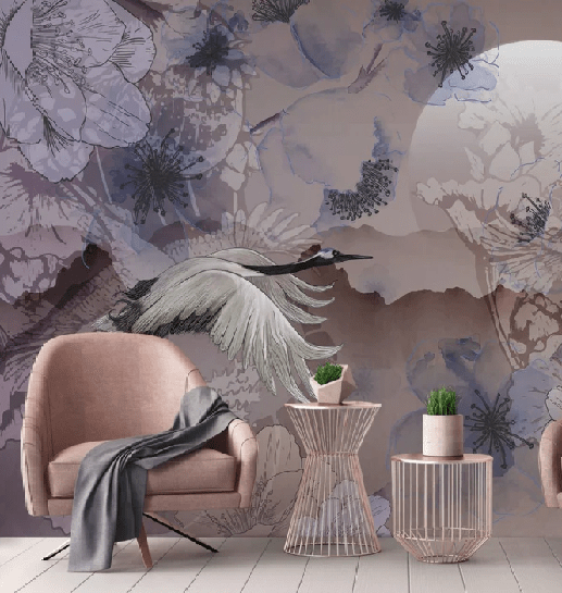 Papier peint grues japonaises - Muralconcept