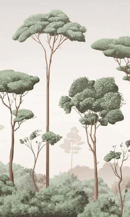 Papier peint brise légère pinède - Muralconcept